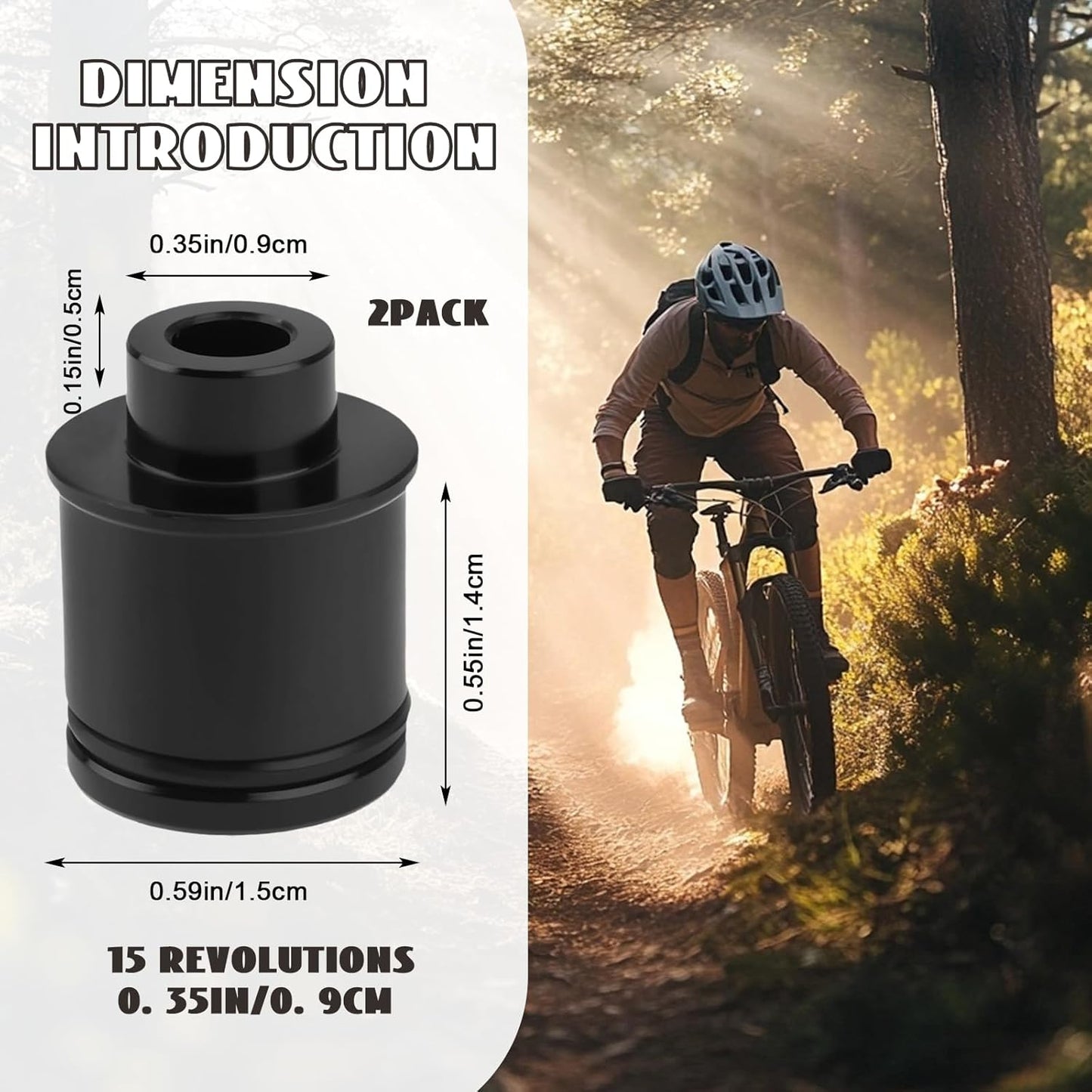 2 Pack Mountain Bike Hub Adapter, Quick Release Hub Converter Adapter, 12/15mm to 9mm Thru Axle Quick Release for Mountain Road Bicycle Cycling Wheel