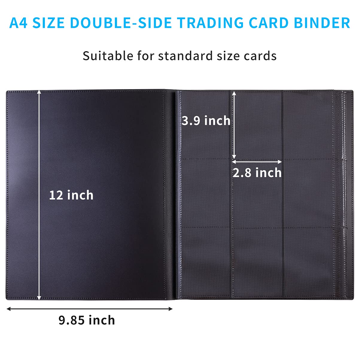 JIQEZNL Card Binder, 360 Pockets Upgraded Trading Card Binders, Cards Collection Binder 9 Pocket, Side Loading Yugioh Binder Book Holder for MTG, TCG, Sport, Football, Baseball Collector Cards - Black