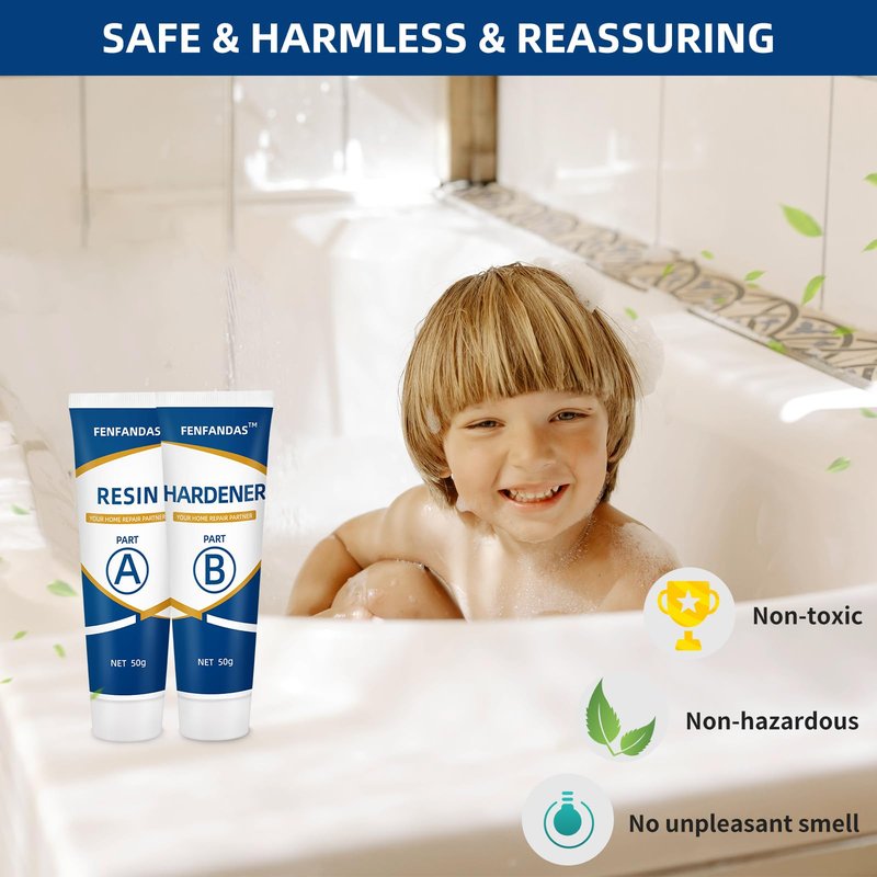Tub and Shower Repair Kit White, Fiberglass Tub and Porcelain Repair Kit, Acrylic, Enamel, Ceramics Tile Toilet and Sink Repair Kit, Repair cracks, fragments, holes and pits, Bathtub Repair Kit White