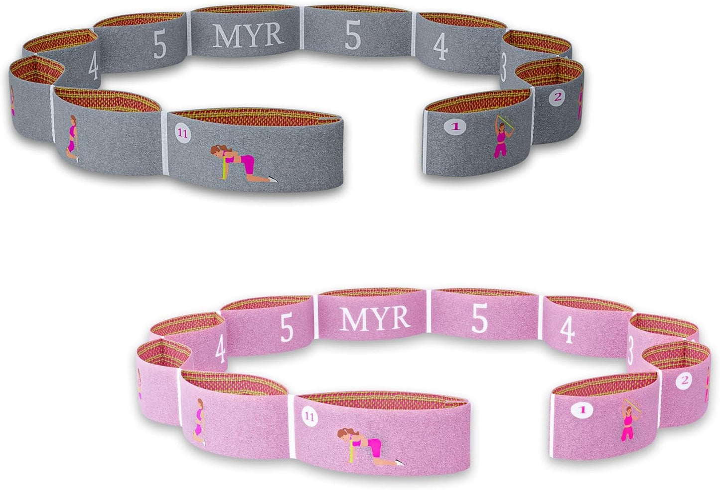 2 PCS Stretch Bands For Kids and Adults – Yoga Straps for Stretching with Multi- Loop – Workout Guide – Video For Exercise, Elastic Stretch Strap Pilates, Yoga, Dance, Gymnastics, Dance, Ballets Bands