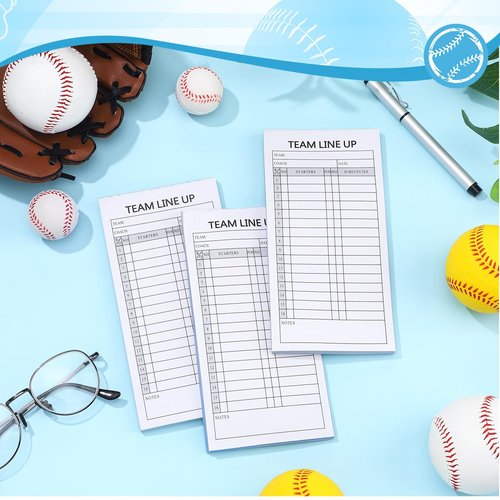Clabby 240 Sets 8 Packs Baseball/Softball Lineup Cards Coaching 4 Part Carbonless Copies, 30 Games 16 Player Roster Line up Sheet Scorebook for Gameday Essential Sport Team Coach Umpire, 3.86 x 7.87