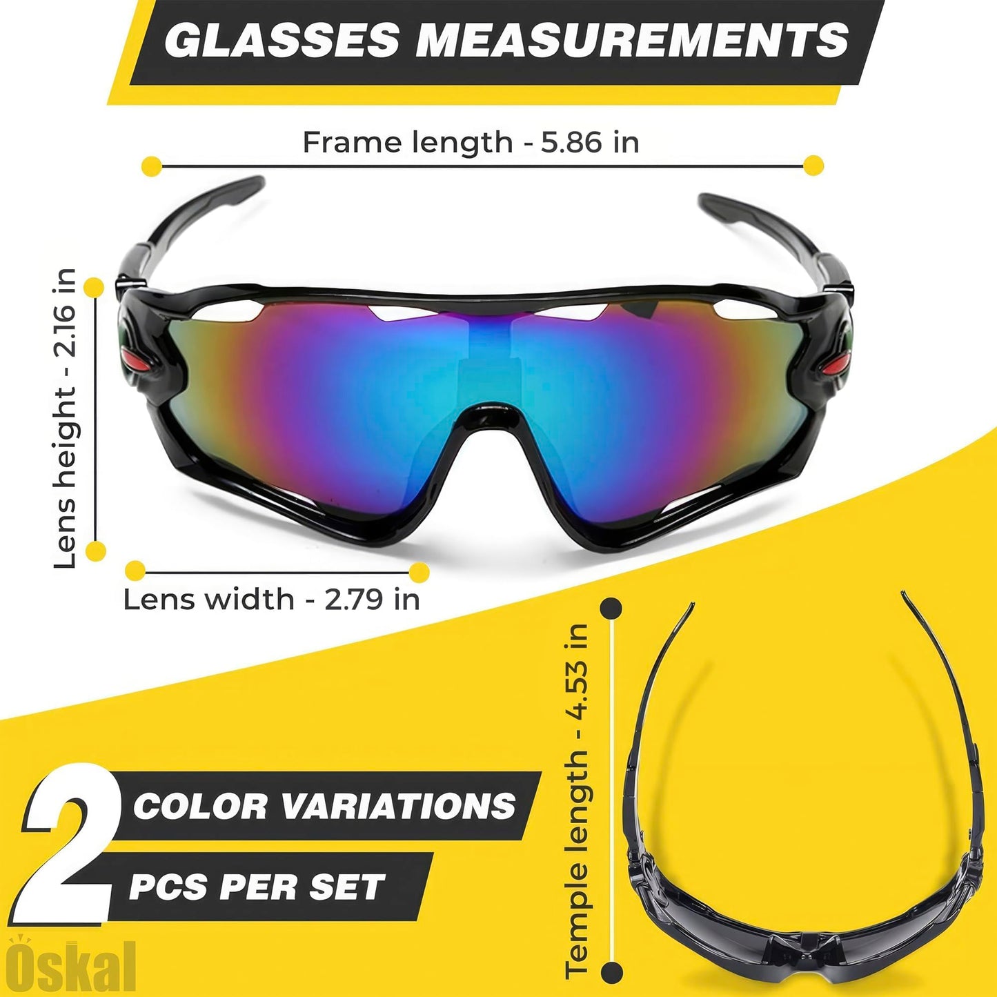 2Pcs Running Glasses for Men – Ultra-Light & Non-Sleep Workout Glasses for Men – Sports Sunglasses Packs with Rainbow Design for Running, Cycling, Fishing, Motorcycle, and Outdoor Activities
