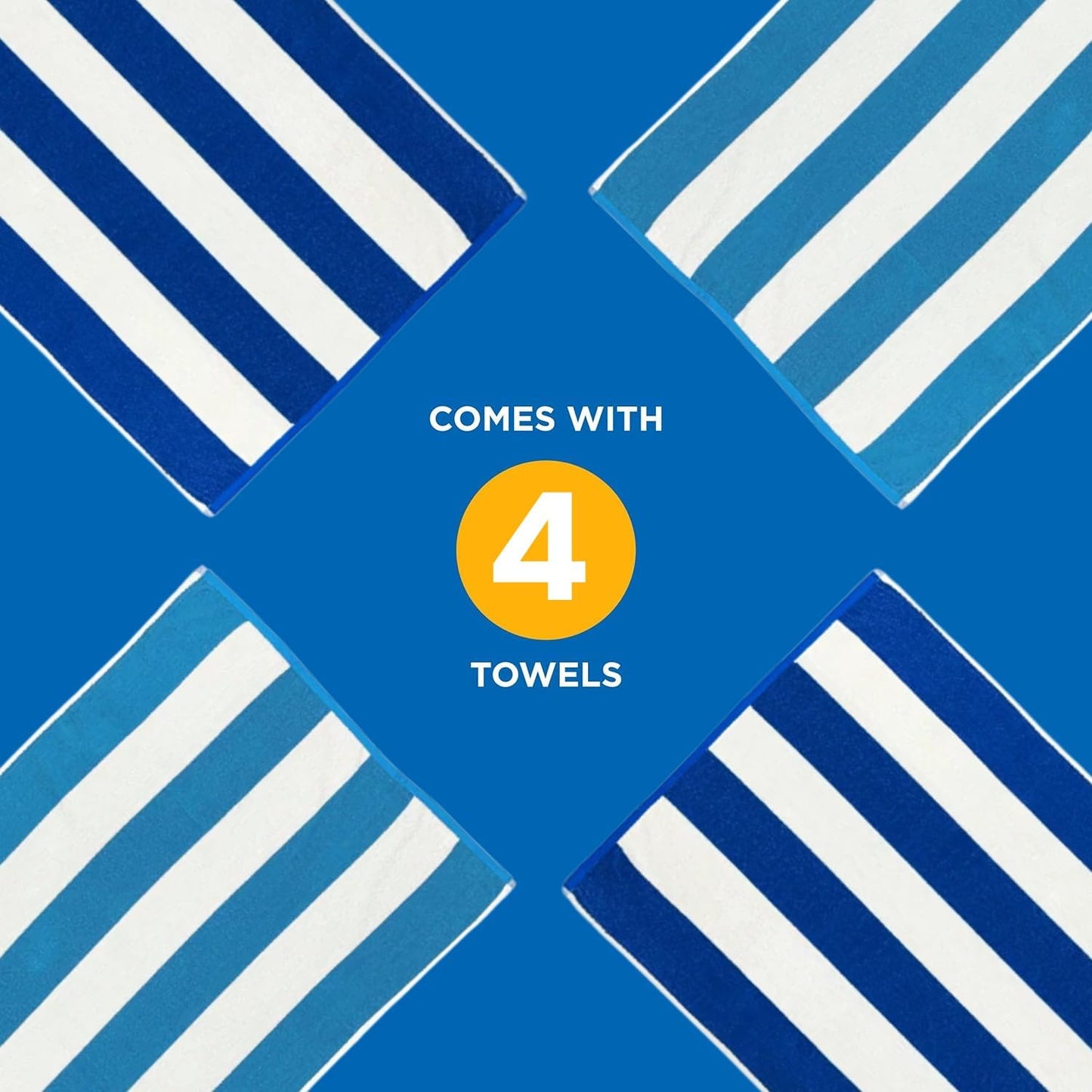Kaufman - Large Beach Towels | 30" x 60" Terry Cabana Striped | Absorbent, Quick-Drying | 100% Cotton Thick Beach Towels (Blue & Turquoise) (2-Pack)