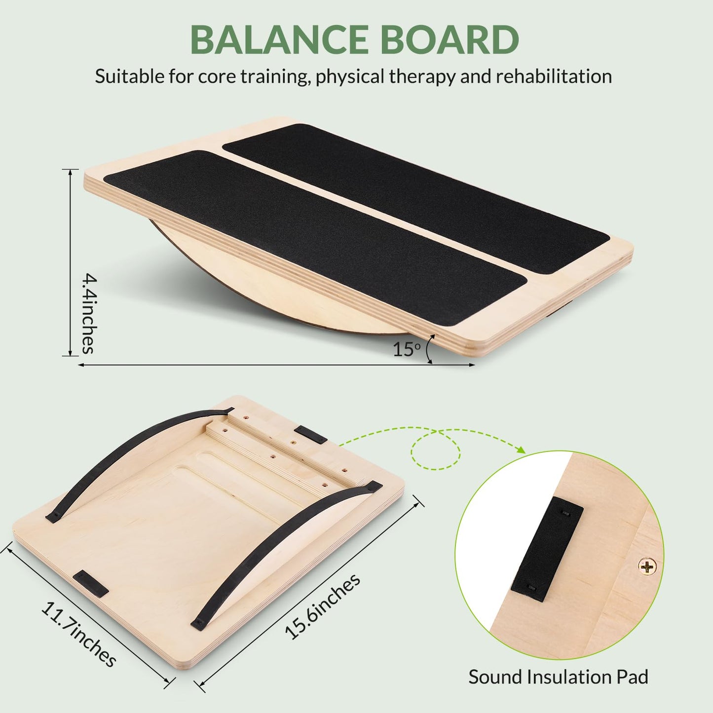 2-in-1 Slant Board&Professional Wooden Balance Board for Calf Stretching, Adjustable Wooden Incline Board, 200 Lbs Weight Capacity Calf Stretch Wedge for Exercise with Training Poster