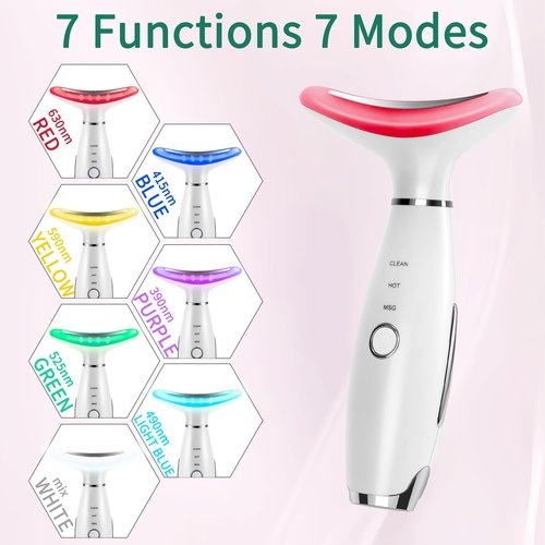 Whsdo 7-in-1 Red-Light-Therapy-for-Face and Neck, Face Neck Massager for Daily Skin Care Routine