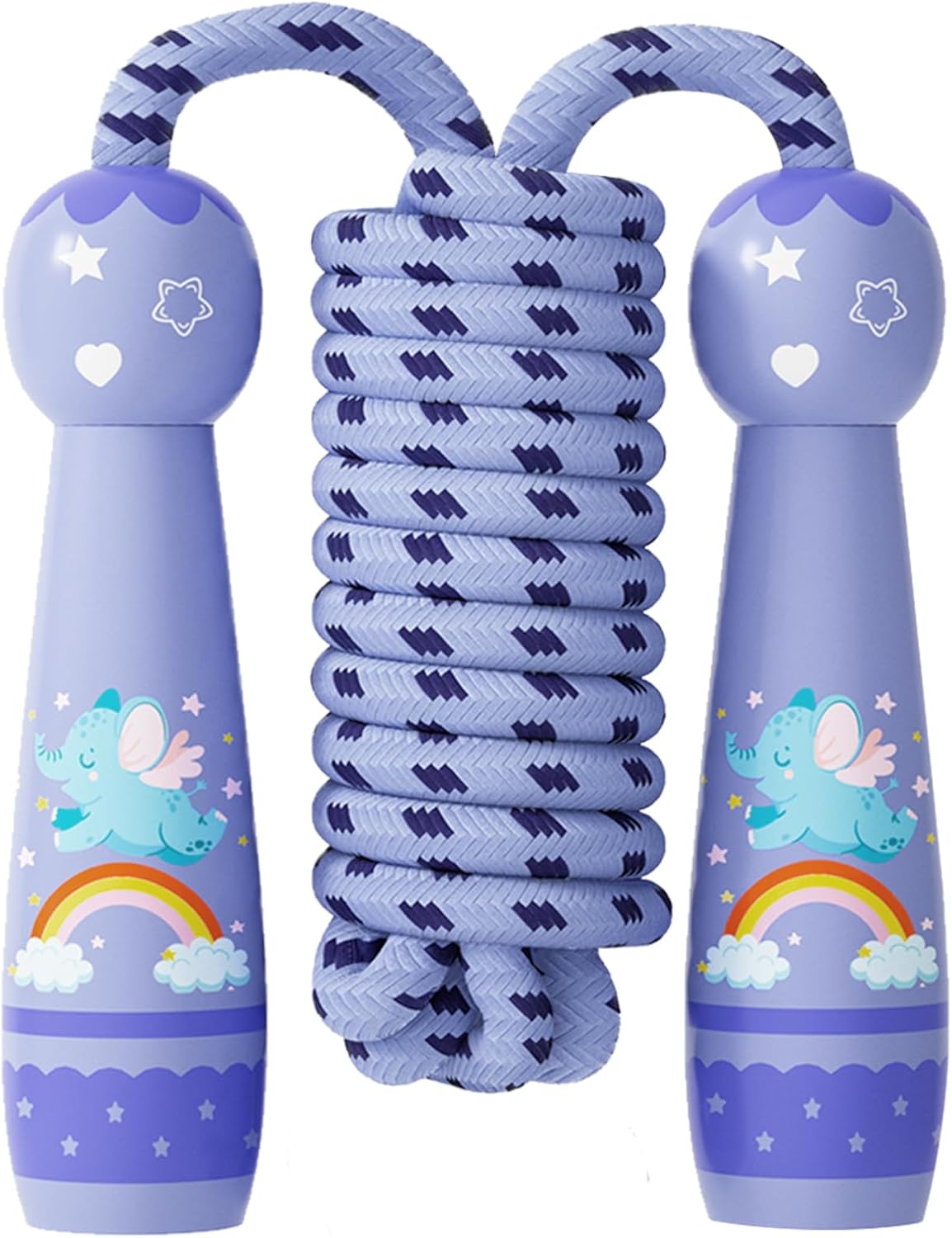 Jump Rope for Kids-Adjustable Cotton Braided Skipping Rope with Wooden Handle for Toddler Fitness Workout Exercise Outdoor Activity