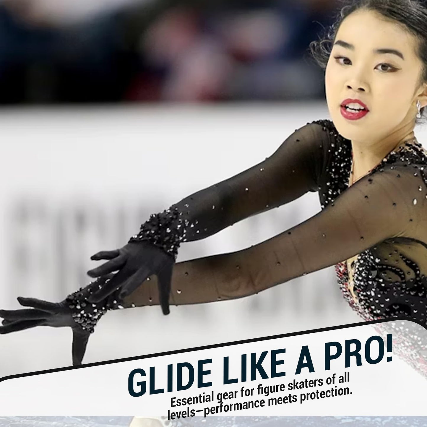 Kami-So Figure Skating Gloves for Competition | Ice Skating Gloves for Women | Gel Wrist Support | Padded Thermal Accessory | Figure Skate Practice Gear, Ice Skate Outfit | Black | Extra Small