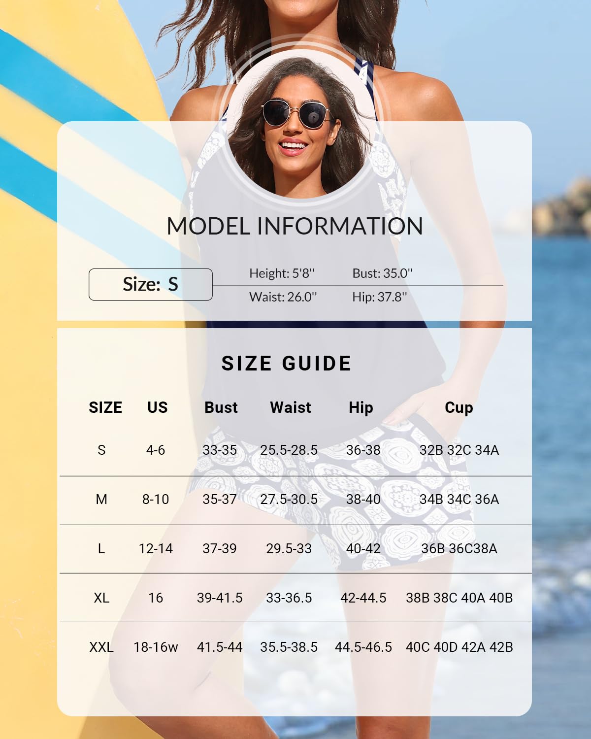 Womens 2 Piece Tankini Swimsuit Blouson Bathing Suit with Pockets Shorts
