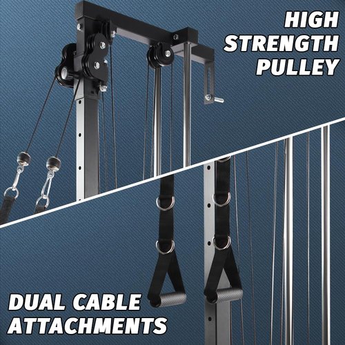 NKLG Wall Mount Cable Station, Cable Crossover Machine with 18 Adjustable Positions Dual Pulley System for Home Gym Fitness Equipment