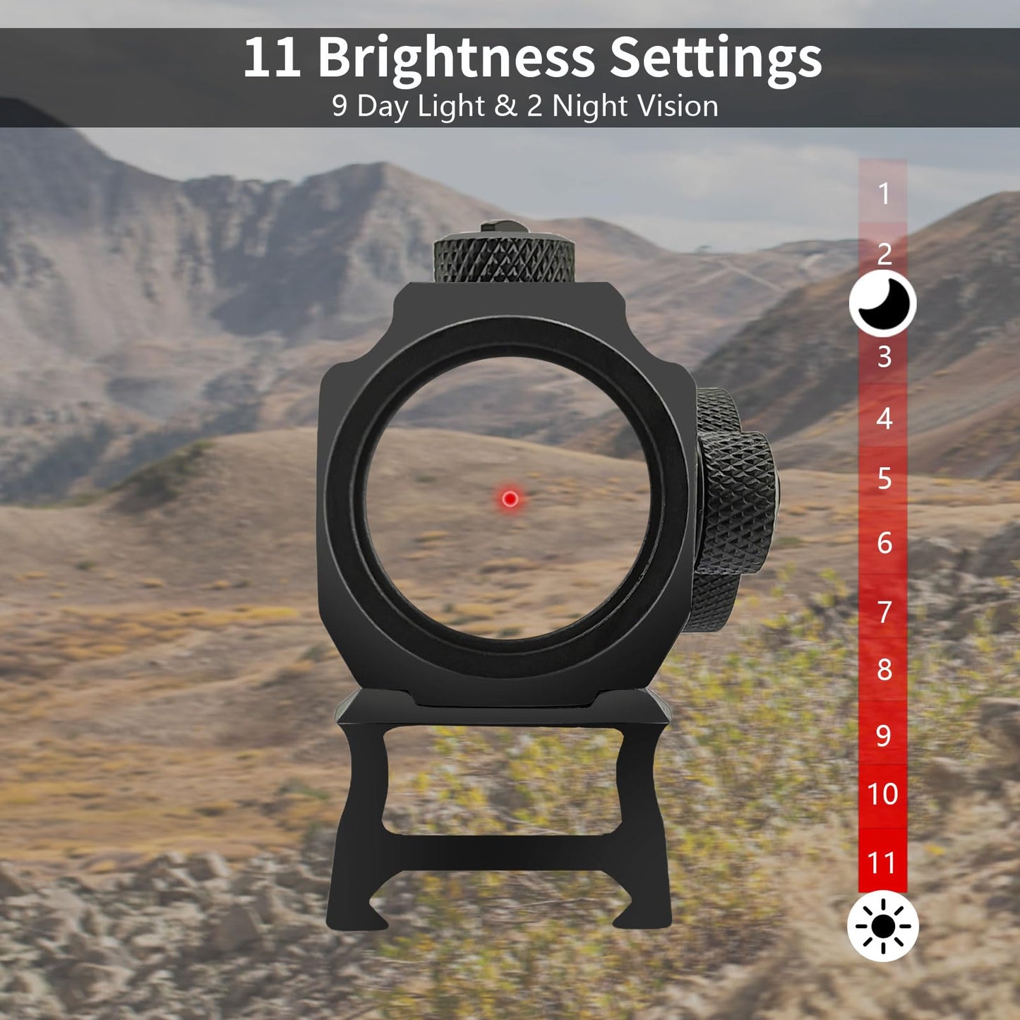 2MOA Red Dot Sight for Shotgun Motion Awake Red Dot Sight for Rifle 11 Brightness Red Dot Optics with Absolute Co-Witness Mount IPX7 Waterproof 1000G Shockproof Rifle Scope for 20mm Rail Mount