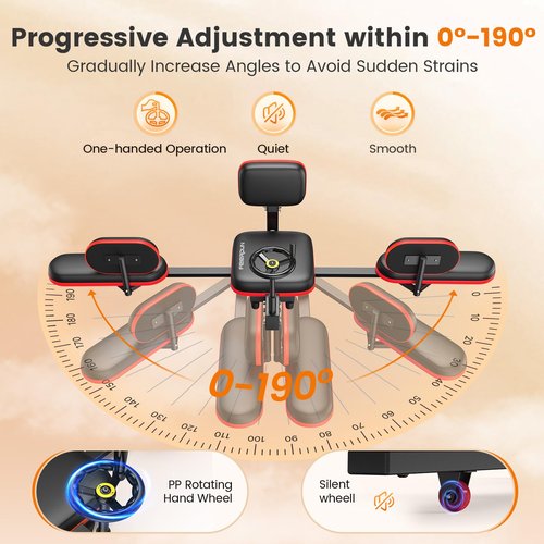 FEIERDUN Leg Stretcher, Leg Stretcher Machine for Flexibility and Relieving Hip Tightness, Heavy Duty Split Machine Stretcher for Home Gym Split Machine Training Fitness, Black-Red