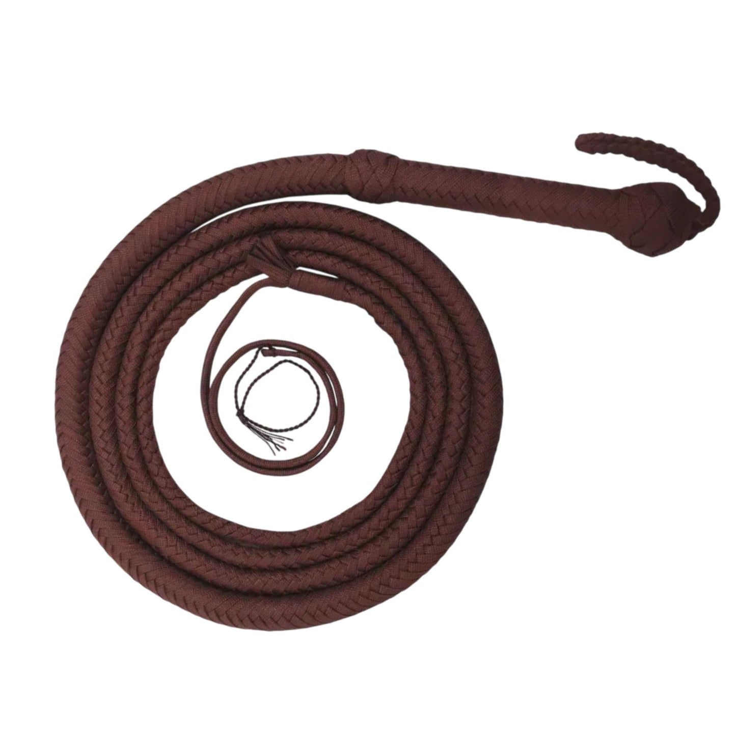 Indiana Jones Style Bull Whip for Equestrian Activities | 04 to 16 Feet Long Paracord Bullwhip | 12 Plaits Paracord Custom Whip with Leather Belly & Bolster Construction Brown (10 Feet)