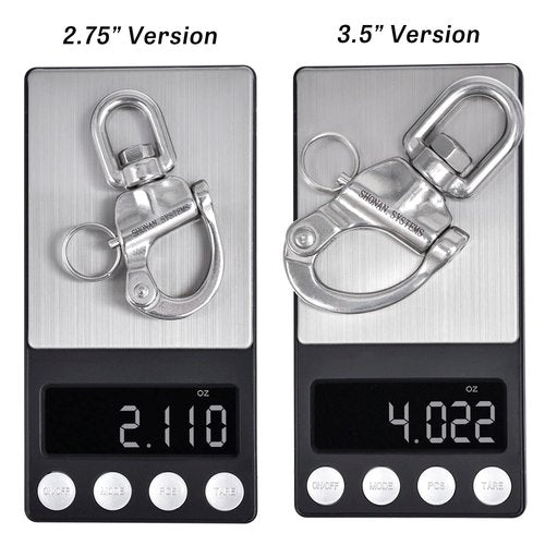 SHONAN 2.75" Quick Release Snap Shackle, 2 Pack Marine SCBA Mask Quick Release Clips Swivel Eye Snap Shackles, Stainless Steel Sailing Shackles Rigging Clips for Sailboat Halyard