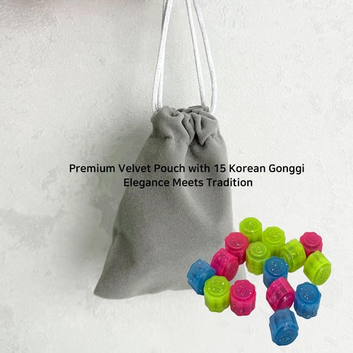 Gonggi Konggi Set - Korean Jack Stone Game with 15 Pieces & Premium Pouch, Ideal for Traditional Play & Educational Fun | Hand Skill Exercise, Precision Training, Gonggi Stones
