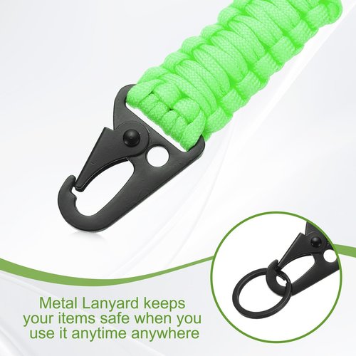 YELARXI Paracord Lanyard, 550 Keychain Lanyard Heavy Duty Necklace Keychains Braided Wrist Strap for Men Women Outdoor Activity Survival Keys Whistle Rope ID Badge (3 Pack, Luminous Green