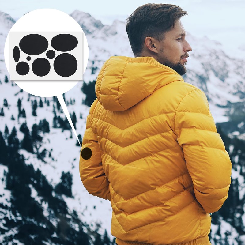 SmallCat 16 pcs Black Down Jacket Repair Patches, Nylon Patches Self Adhesive, Fabric Patches Waterproof for Clothes, Tents, Puffer Jackets - Oval, Round, 2 Sheet