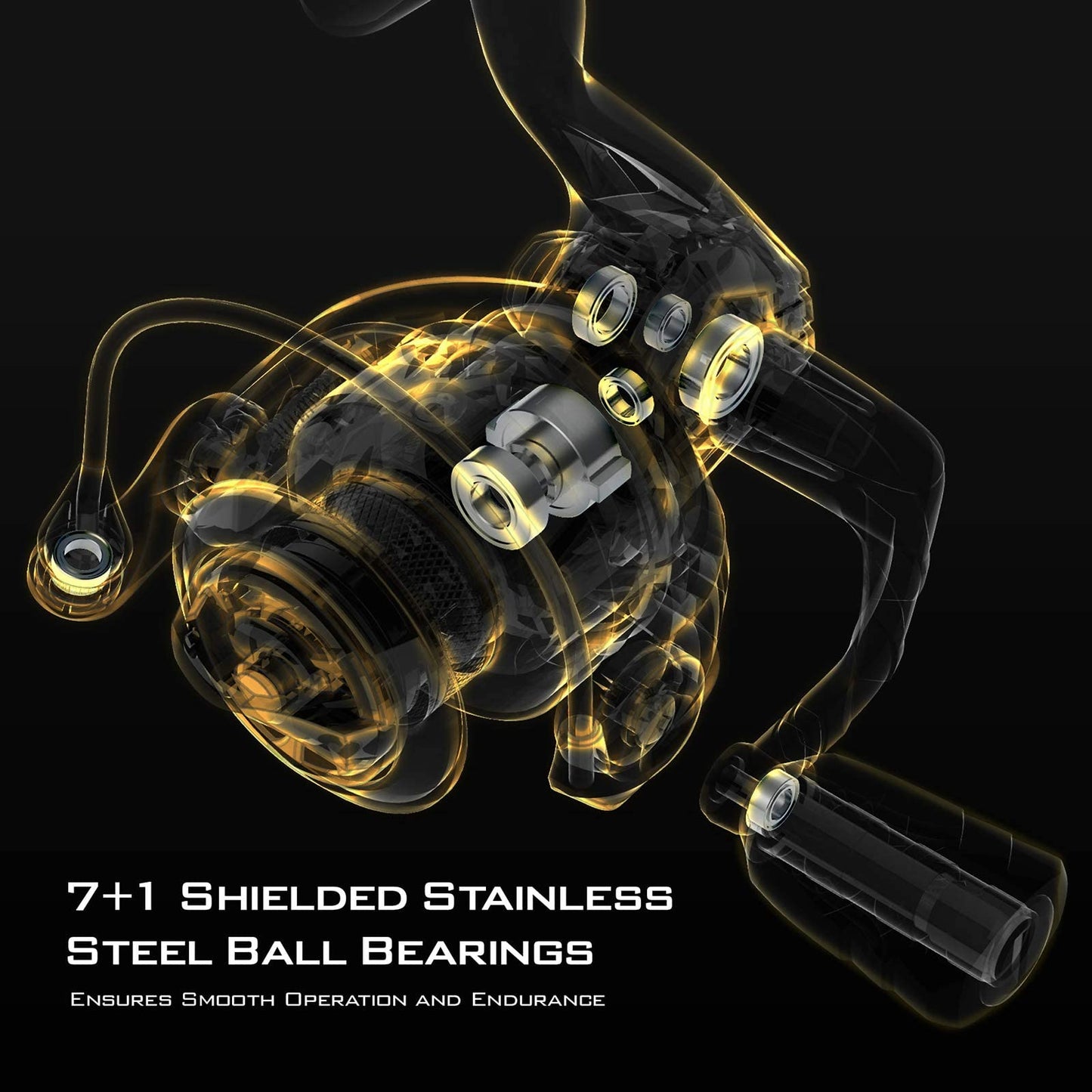 KastKing Valiant Eagle Spinning Reels, Black Gold Fishing Reel, Size 3000