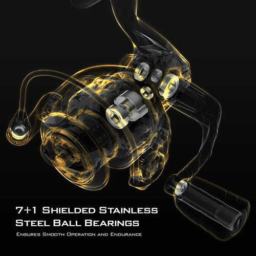KastKing Valiant Eagle Spinning Reels, Black Gold Fishing Reel, Size 3000