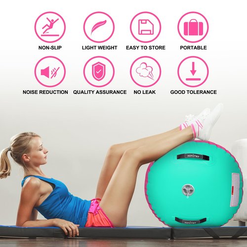 VOFiTNY Gymnastics Air Barrel Octagon Mat 4'L x 3'D Tumbler Back Handspring Trainer for Home/Gym/Tumbling Without Pump