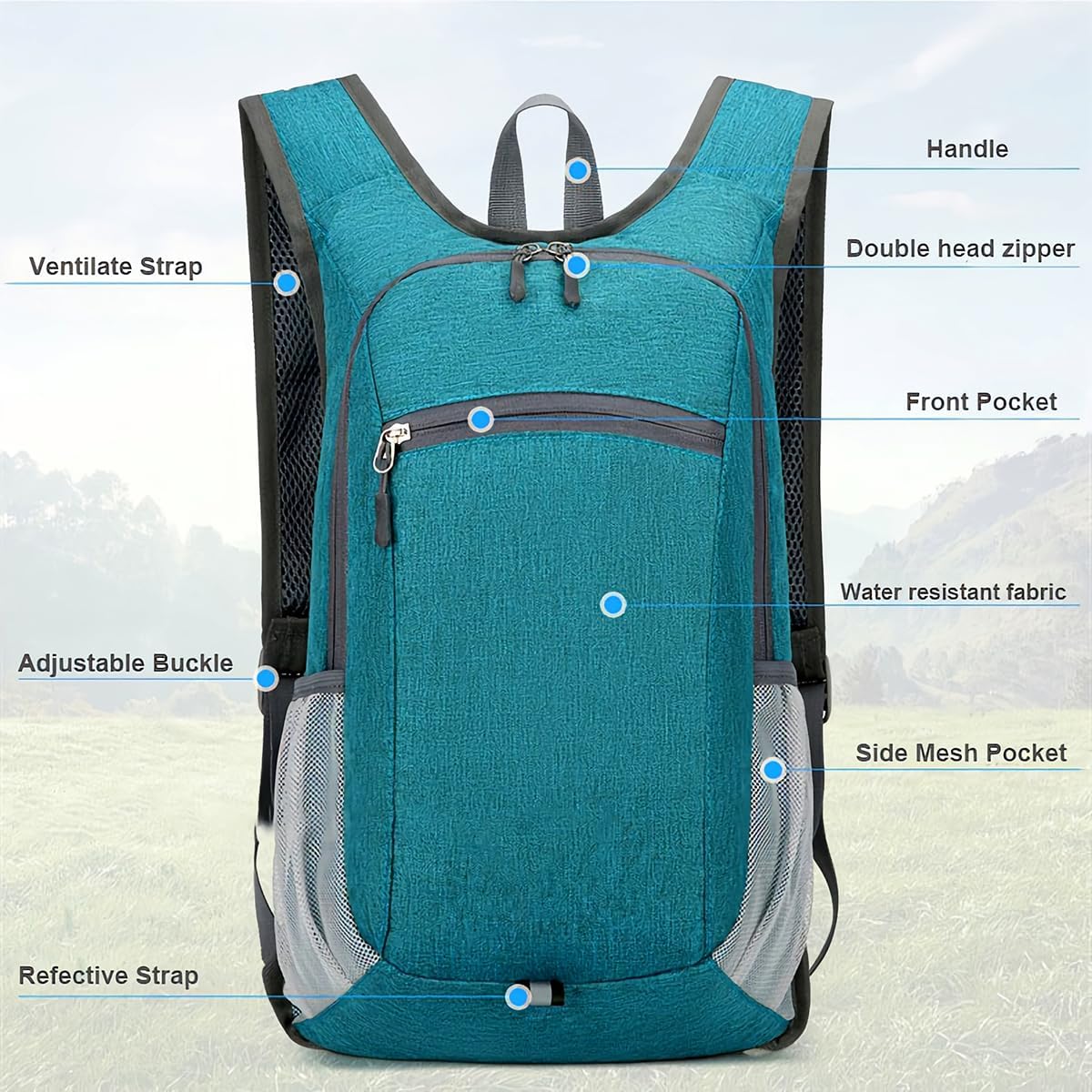 1PC Lightweight Foldable Travel Backpack for Men and Women, Blue