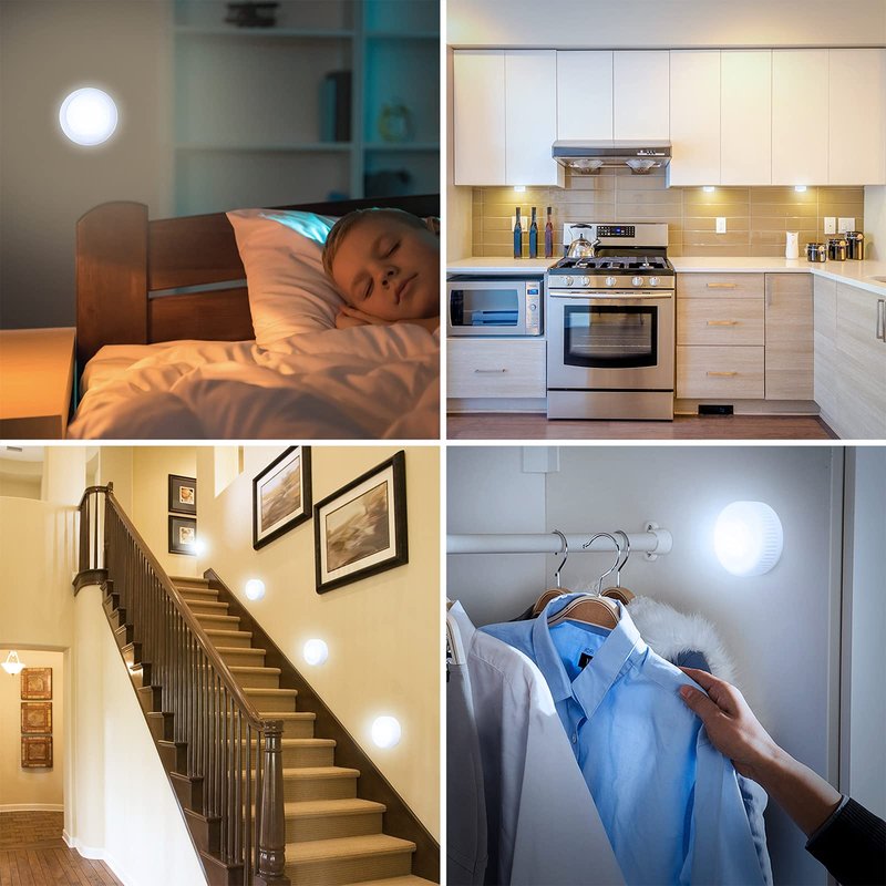 EverBrite Tap Light, Push Light, LED Puck Lights with 12 RGB Colors, Wireless Touch Light Under Cabinet, 80 Lumens Night Light for Closet, Bedroom, Wall, Classroom, 9 AAA Batteries Included, 3-Pack