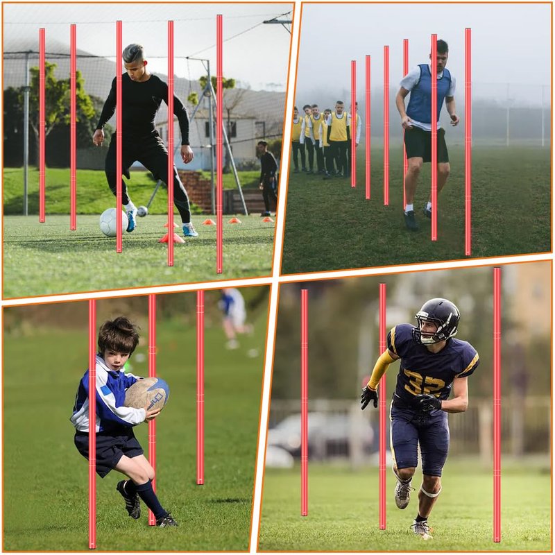 Soccer Agility Training Slalom Poles Adjustable Orange Agility Poles for Outdoor Agility Training Poles Equipment Applicable to Speed Physical Fitness Training Fitness Soccer & Basketball Training