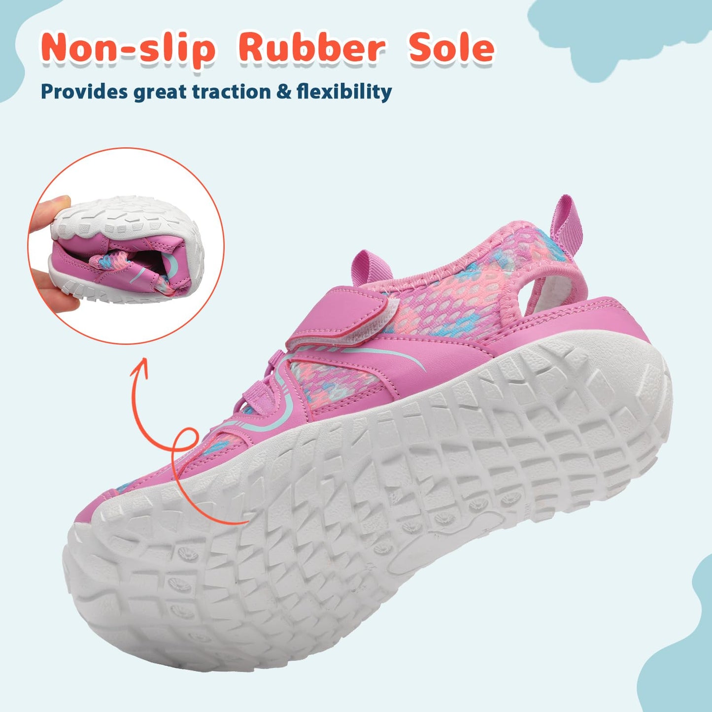 LeIsfIt Kids Sandals Boys Girls Wide Sandals Non-slip Toddler Water Sandal Shoes Lightweight Barefoot Summer Shoes for Beach Swim Hiking, Purple, 13 Little Kid
