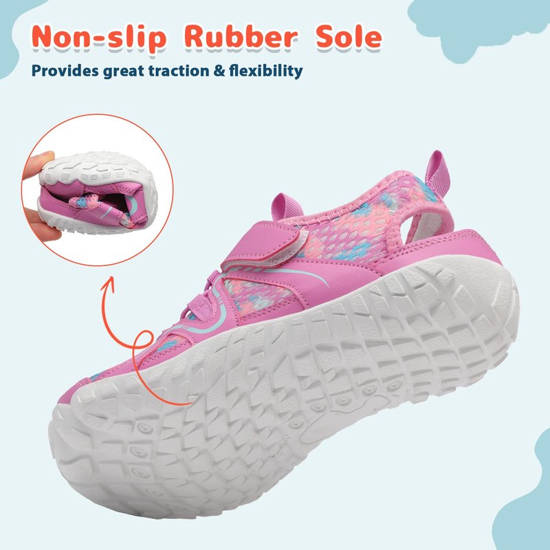 LeIsfIt Kids Sandals Boys Girls Wide Sandals Non-slip Toddler Water Sandal Shoes Lightweight Barefoot Summer Shoes for Beach Swim Hiking, Purple, 13 Little Kid