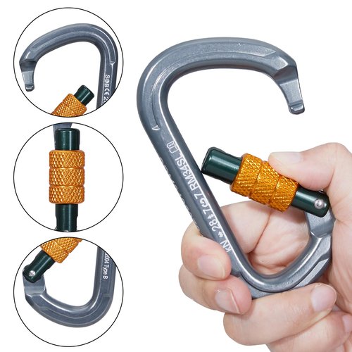 SOB Auto Locking Climbing Carabiner Clips 2Pack 28KN Heavy Duty Asymmetrical Carabiner Connector Used for Rappelling Gear Rescue Outdoor Projects Dog Leash (D-2)