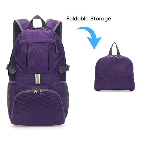 Yaopeing Lightweight Backpack,25L Foldable Hiking Packable,Water Resistant Travel Outdoor Shoulder Bag for Woman Men,Purple