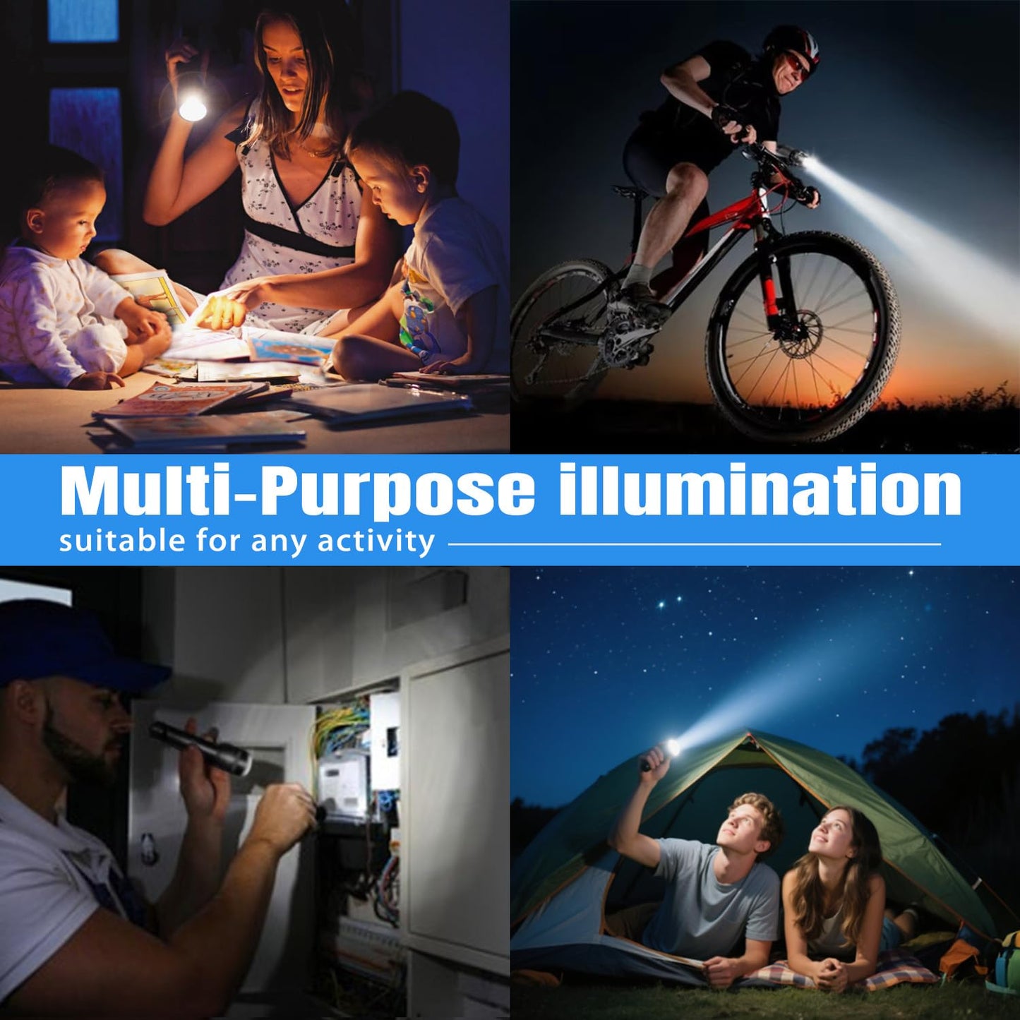 Puyinii LED Tactical Flashlight Rechargeable High Lumens 3 Modes 2 Pack
