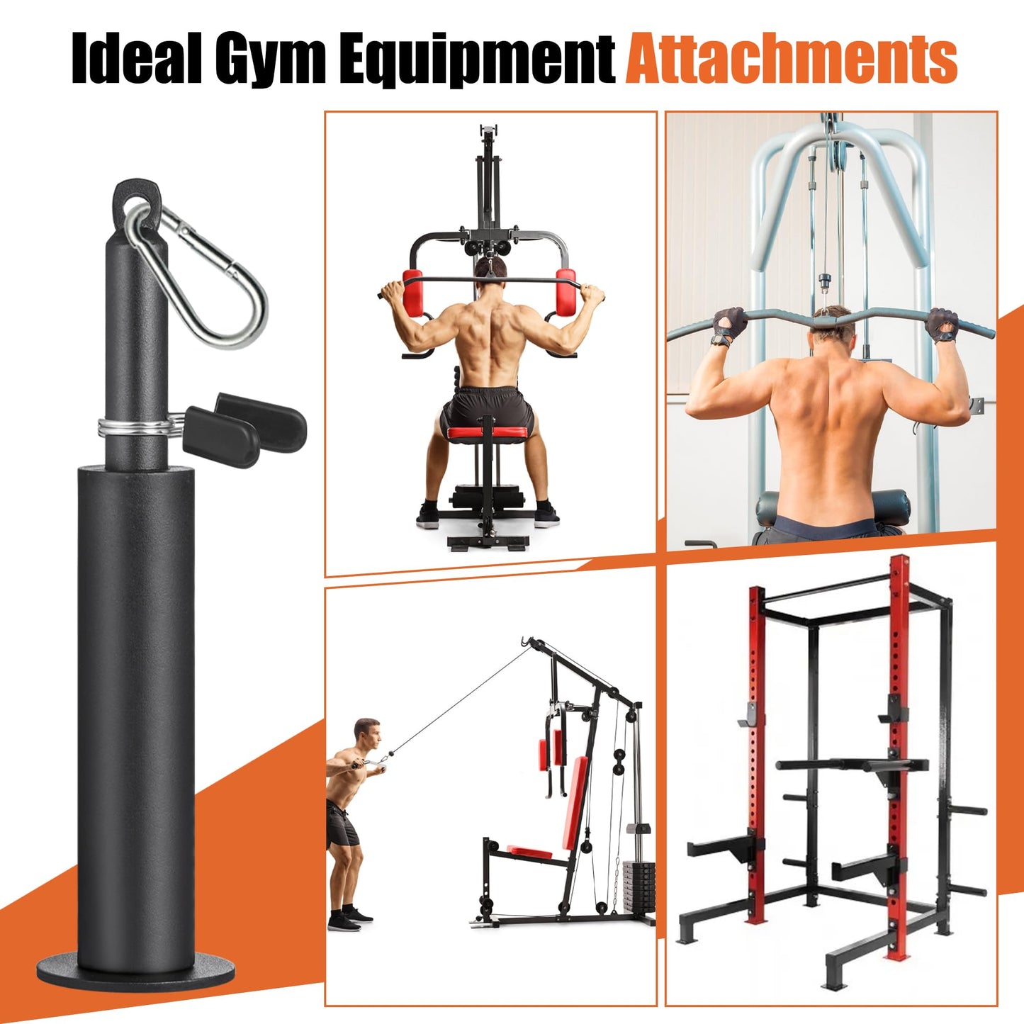 SERTT Weight Loading Pin fit 1 inch Standard and 2 inch Olympic Weight Plate, Gym Pin for Weight Stack with Heavy-Duty Carabiner, Weight Pin Attachment for Cable Pulley System LAT Pulldown