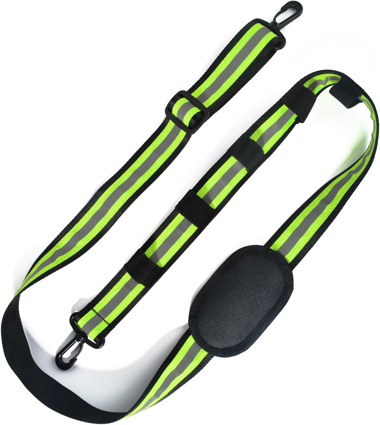 HYS 4.99ft Reflective Adjustable Shoulder Strap with Elastic to Secure Handheld Radio Mic clip - Thick Padded Non-Slip Design for Walkie Talkie Holsters & Crossbody Bags - Durable Swivel Hooks
