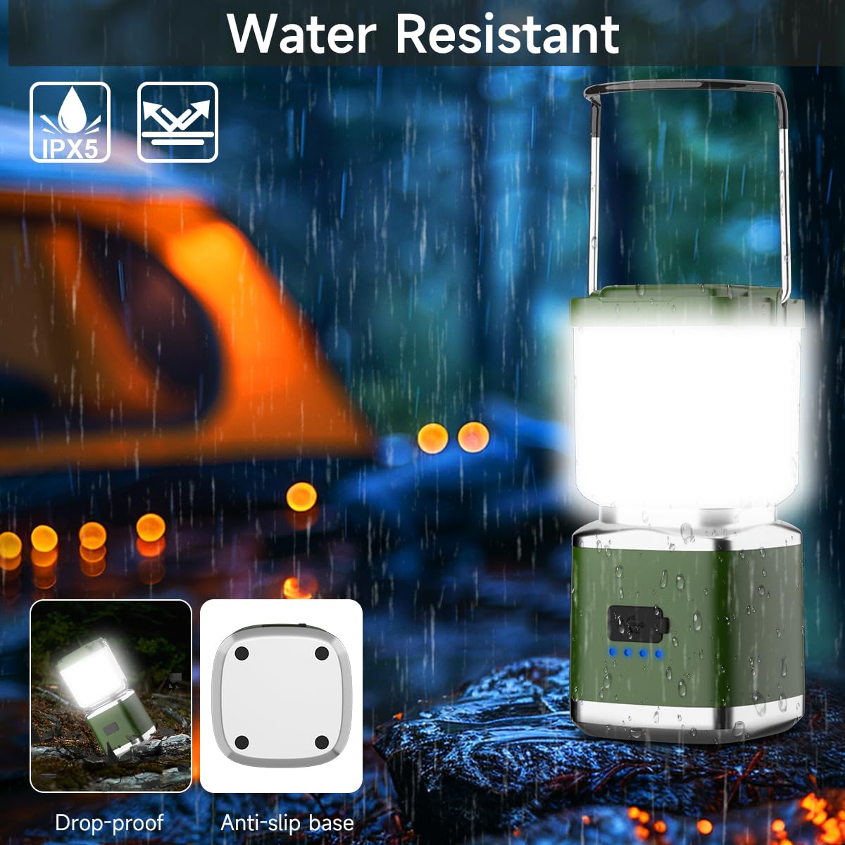 LED Camping Lantern, High Lumens Camping Light Rechargeable with 4 Light Modes, Waterproof, Camping Essentials, Mini Lantern Flashlight for Camping, Hurricane, Emergency, Hiking, Power Outages, 4pc