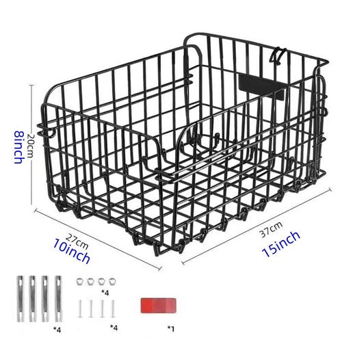Foldable Rear Bike Basket for Bicycle/Electric Bike - Metal Cargo Basket with Rain Cover, Elastic Storage Net & Insulated Thermal Liner Bag - Perfect for Commuting, Groceries, Pets, Outdoor Travel