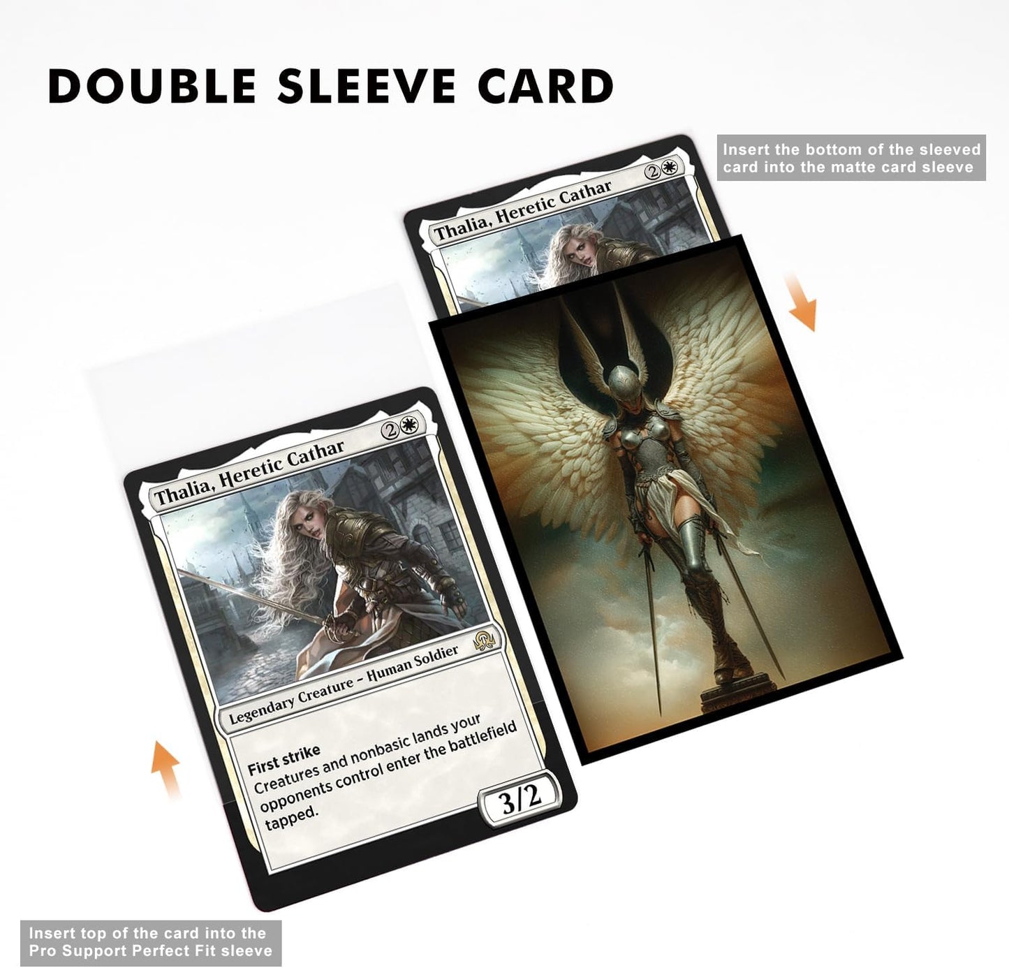 100 MTG Card Sleeves with 100 Inner Sleeves, Textured Back Art Sleeve, Fit Standard Size Cards - Angel