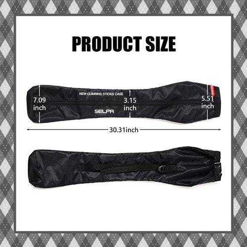 Chris.W Portable Trekking Pole Carrying Bag Storage Bag Pouch with Zipper for Walking Stick Hiking Poles Travel Case(Black)
