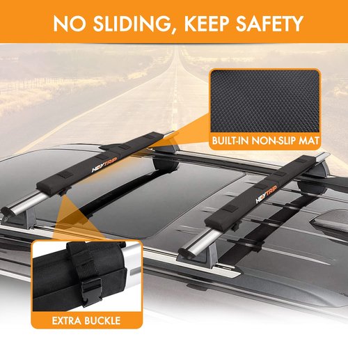 HEYTRIP Roof Rack Pads 30" Aero Crossbar Pads for Kayak/Surfboard/SUP/Canoe with 15FT Tie-Down Straps and Storage Bag