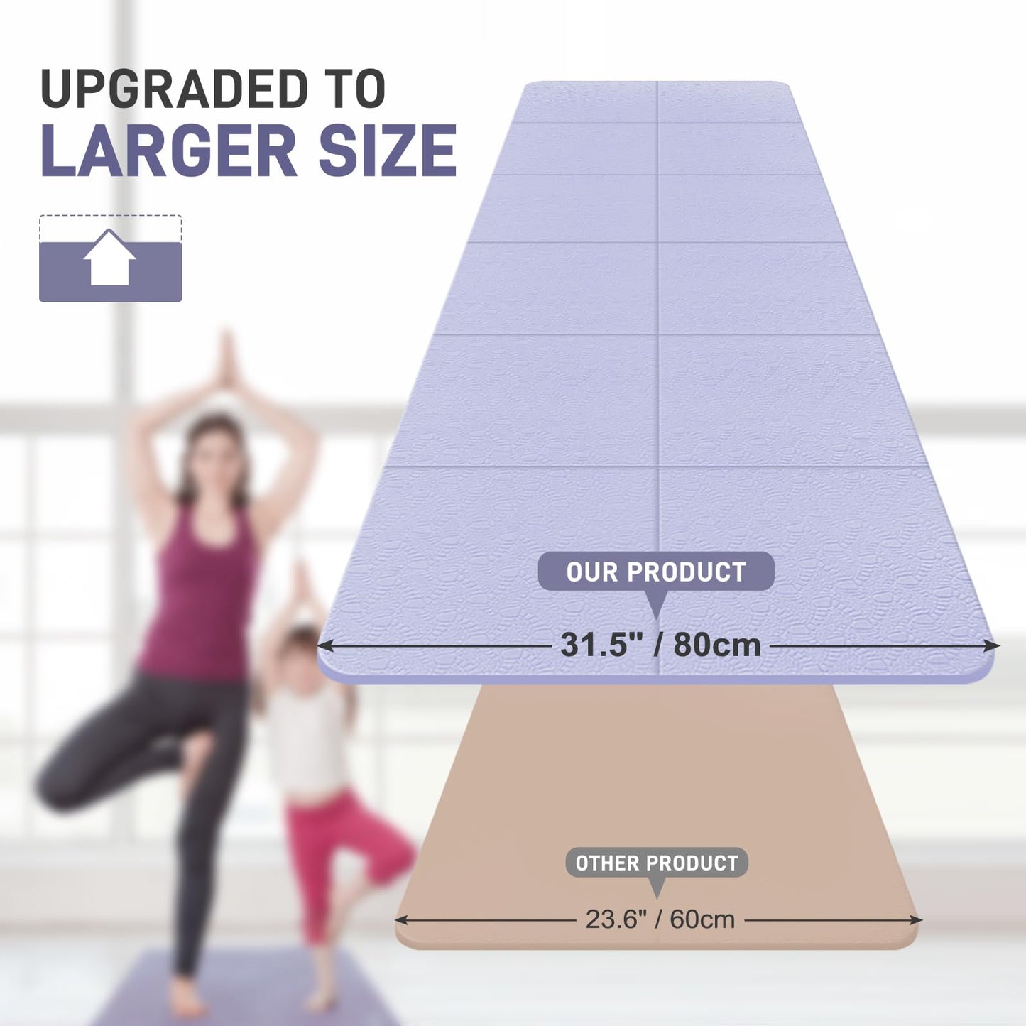 Kanonmaori Foldable Yoga Mat for Travel 72"x 31.5"x 0.32"Inch, 8mm Thick Folding Exercise Mat, Non-slip Pilates Mat for Women & Men, Travel Yoga Mat Packable for Workout and Fitness(purple)