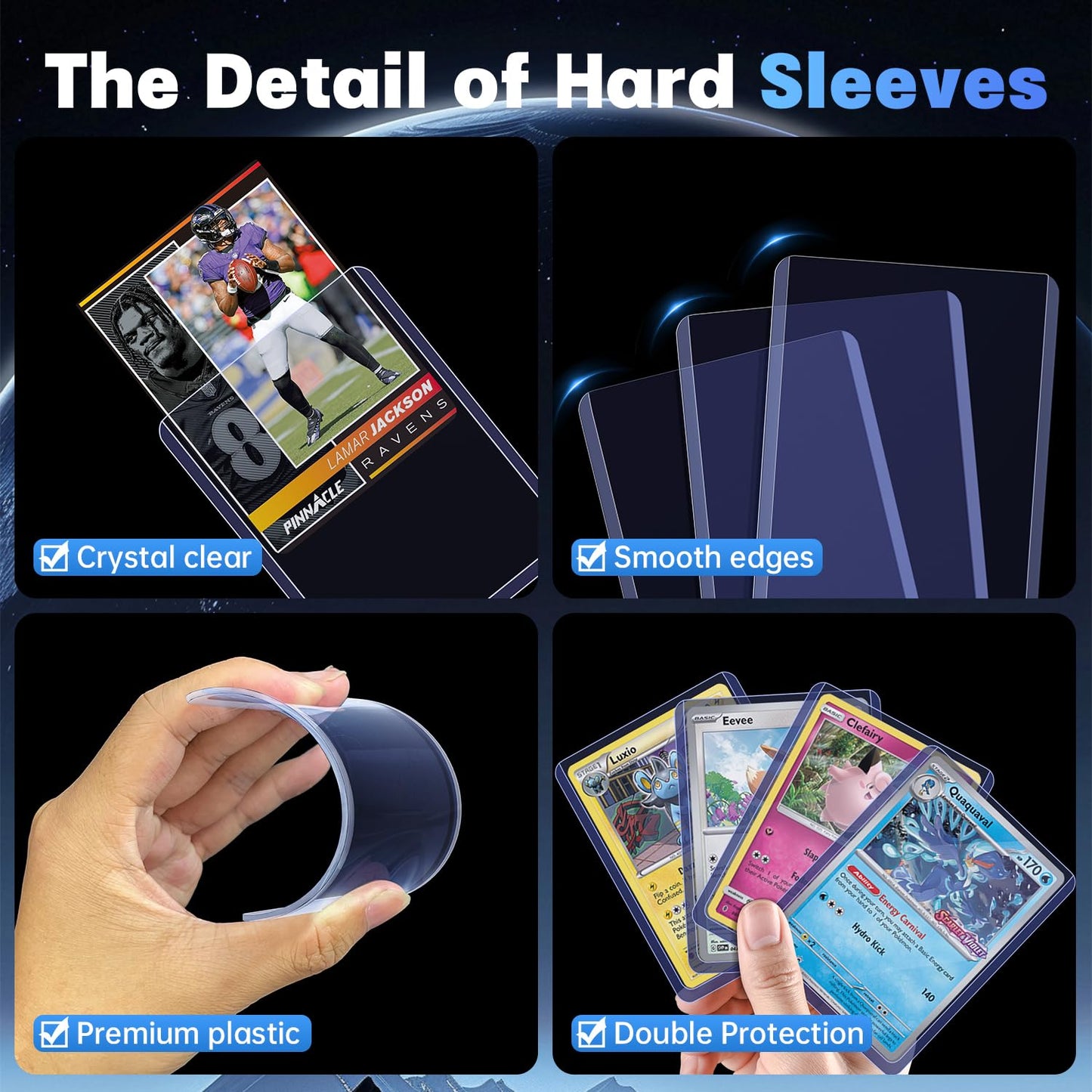 100 PCS Top Loaders for Cards, Hard Plastic Card Sleeves Toploaders, Baseball Trading Card Holder Protectors (100 Toploaders)