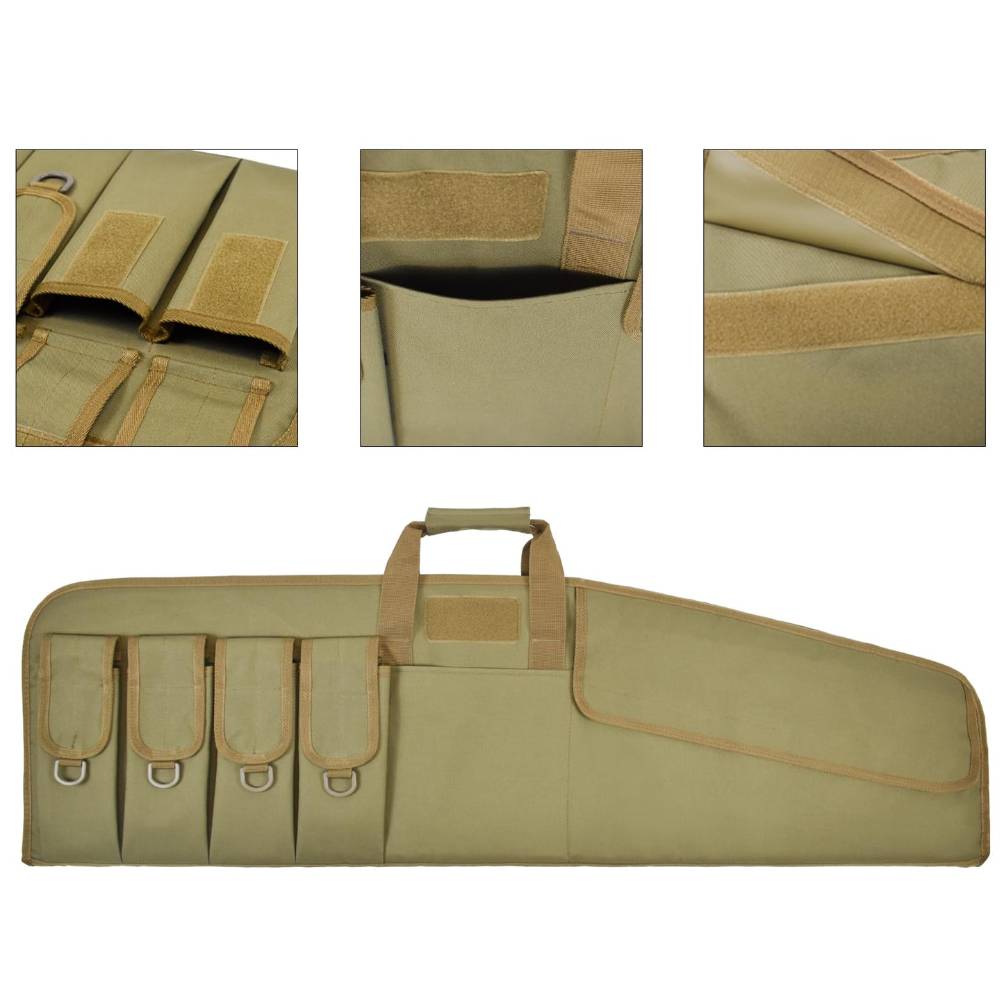 AUMTISC Soft Gun Rifle Case Padded, Ar15 Tactical Shotgun Bag, Carrying Range Gun Bags Cases for Scoped Rifles Hunting Shooting, Khaki 42