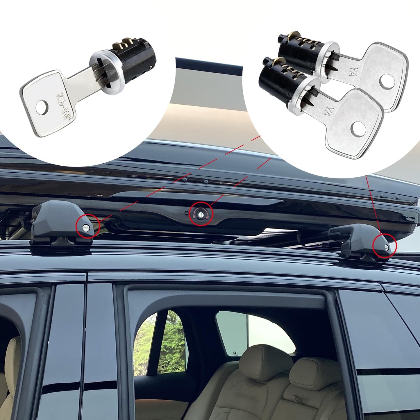 KeyPower 2 Pack Lock Cores for Yakima Car Rack System Components, Compatible with Yakima Roof Rack Locks, SKS Aka Same Key System, 2 Opening Keys and 1 Control Key (2 Lock Cylinders)