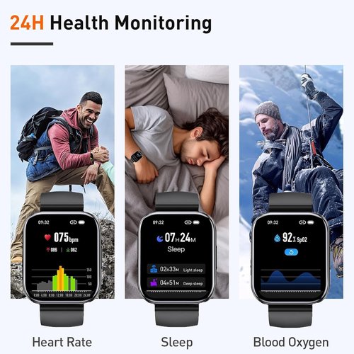 2025 Smart Watch for Men Women, 1.95" HD Touchscreen Fitness Tracker with Bluetooth Calling, Fitness Watch with 110+ Sports Modes/Heart Rate/Sleep Monitor, IP68 Waterproof Smartwatch for Android iOS