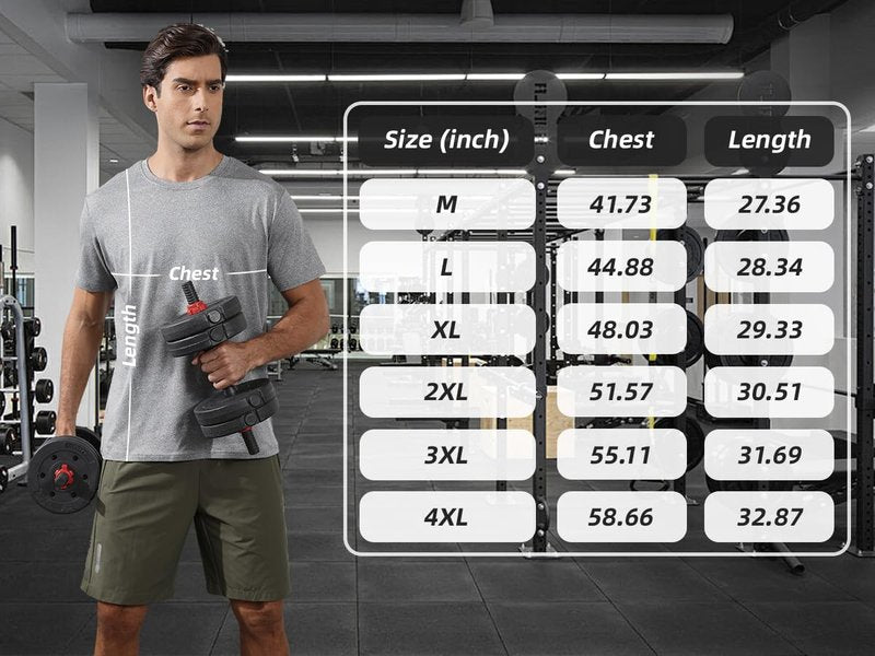 Mens Shirts 5 Pack Lightweight Dry Fit Workout Running Gym Training Athletic Crew Neck Short Sleeve Tees Black/Darkgrey/White/Light Blue/ArmyGreen L