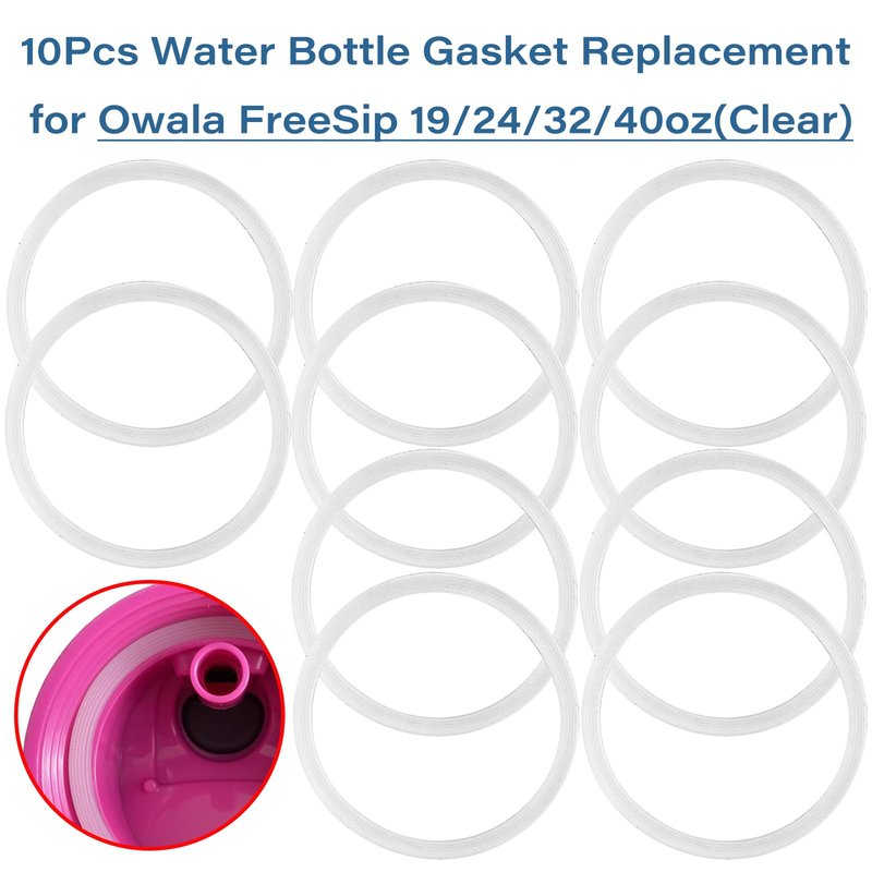 10 Pcs Water Bottle Gasket Replacement for Owala FreeSip 19/24/32/40oz,Silicone Lid Seal O Ring,Sealing Gaskets Replacement Accessories Compatible with Owala FreeSip Stainless Steel Cup(Clear)