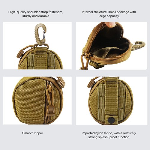 Small Tactical MOLLE Pouch - EDC Organizer for Coin/Wallet/Keys/Earphones(Black)