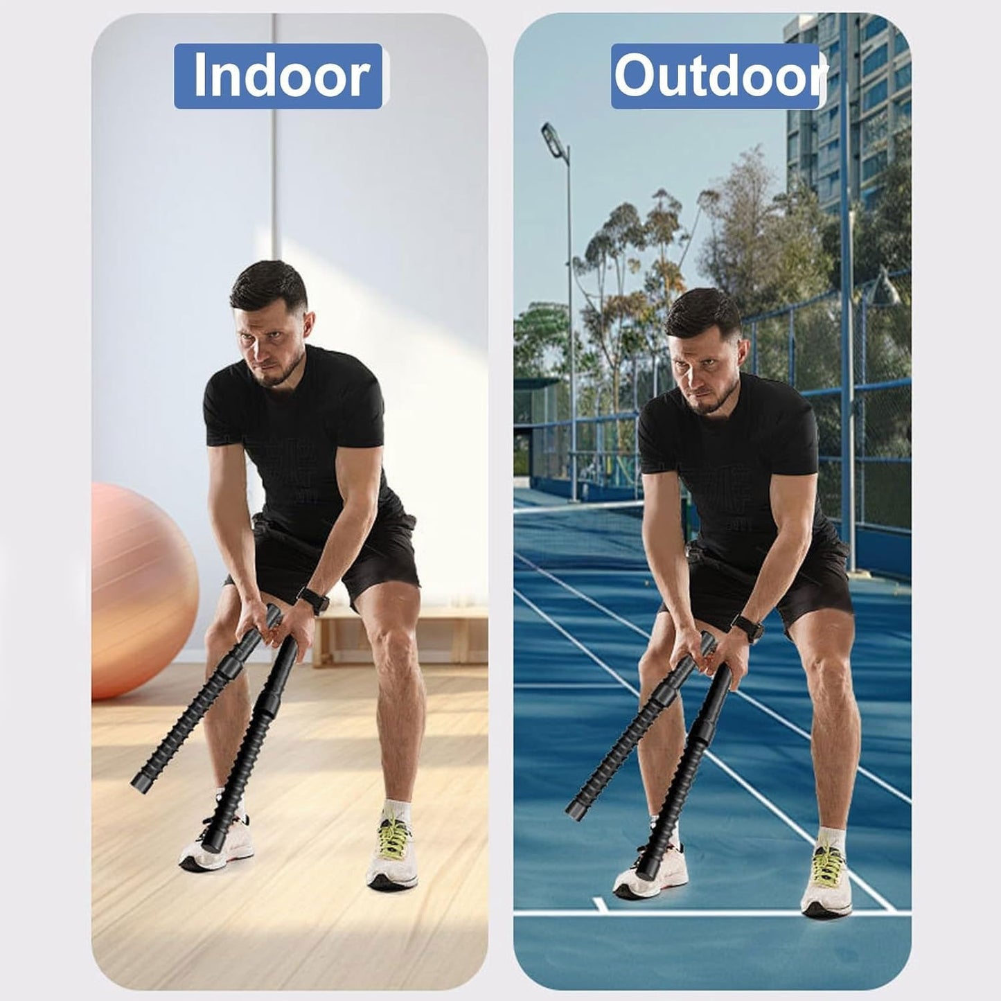2PCS Wireless Combat RopeStrength TrainingPowerful Bouncing Weighted RopePortable Fitness RopeHeavy Duty Fitness Rope