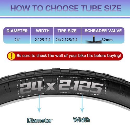2pcs Heavy Duty 24x2.125/2.40 Bicycle Inner Tubes 24x1.95 24 inch Bike Tubes