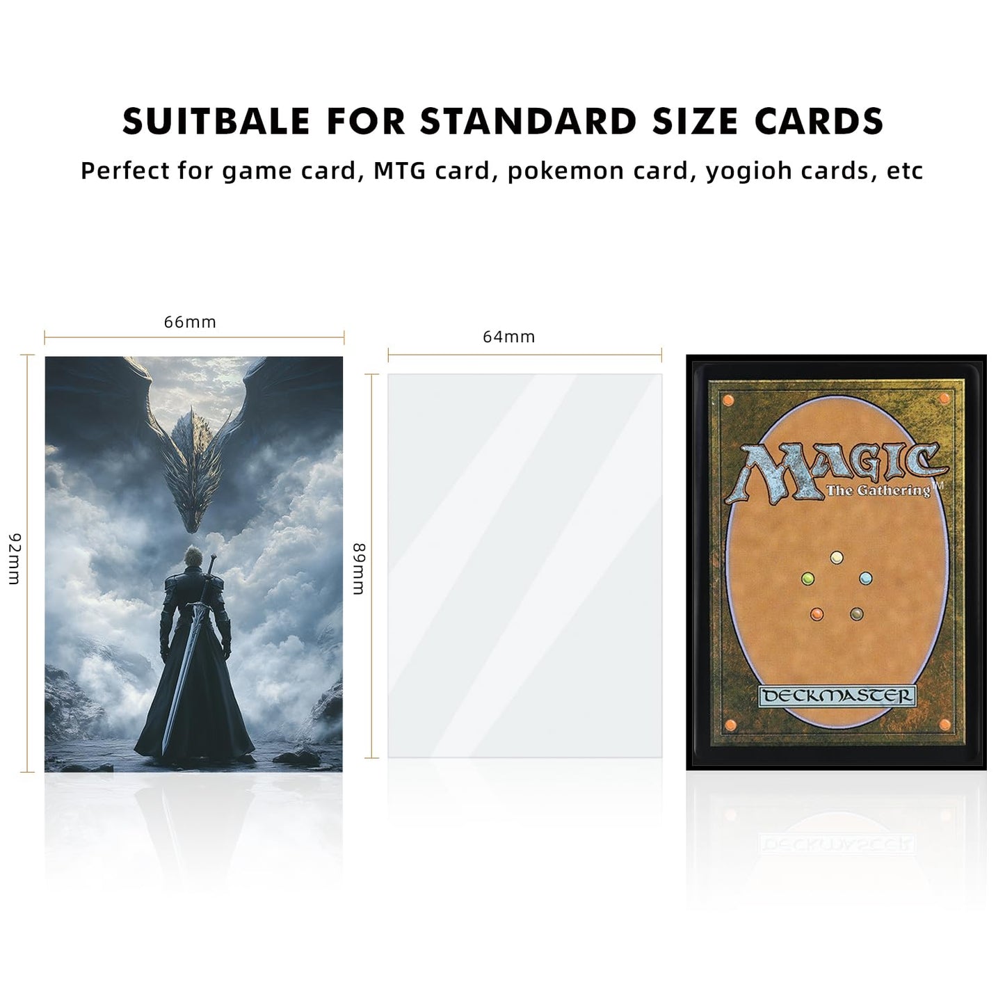 Katomula 100 MTG Card Sleeves with 100 Inner Sleeve, Textured Back Art Sleeves, Fit Standard Size Cards - Fantasy Dragon