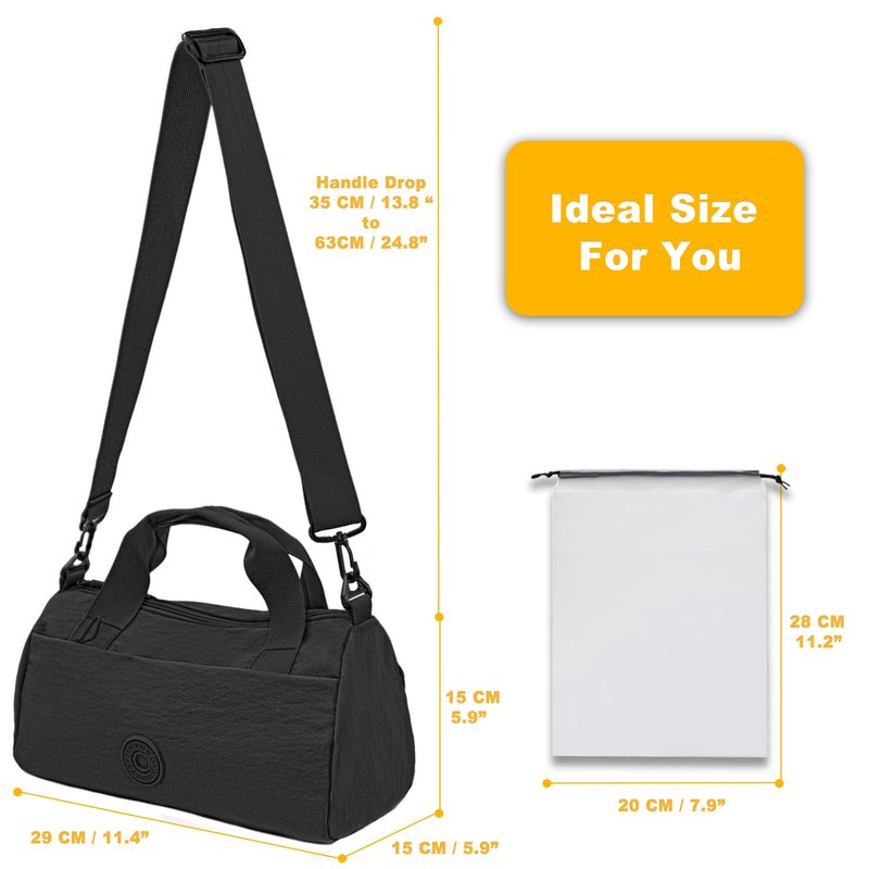 Small Gym Bag for Women,Waterproof Mini Gym Bag with Wet Bag,Small Duffle Bag for Workout Sport Travel Weekender (Black)